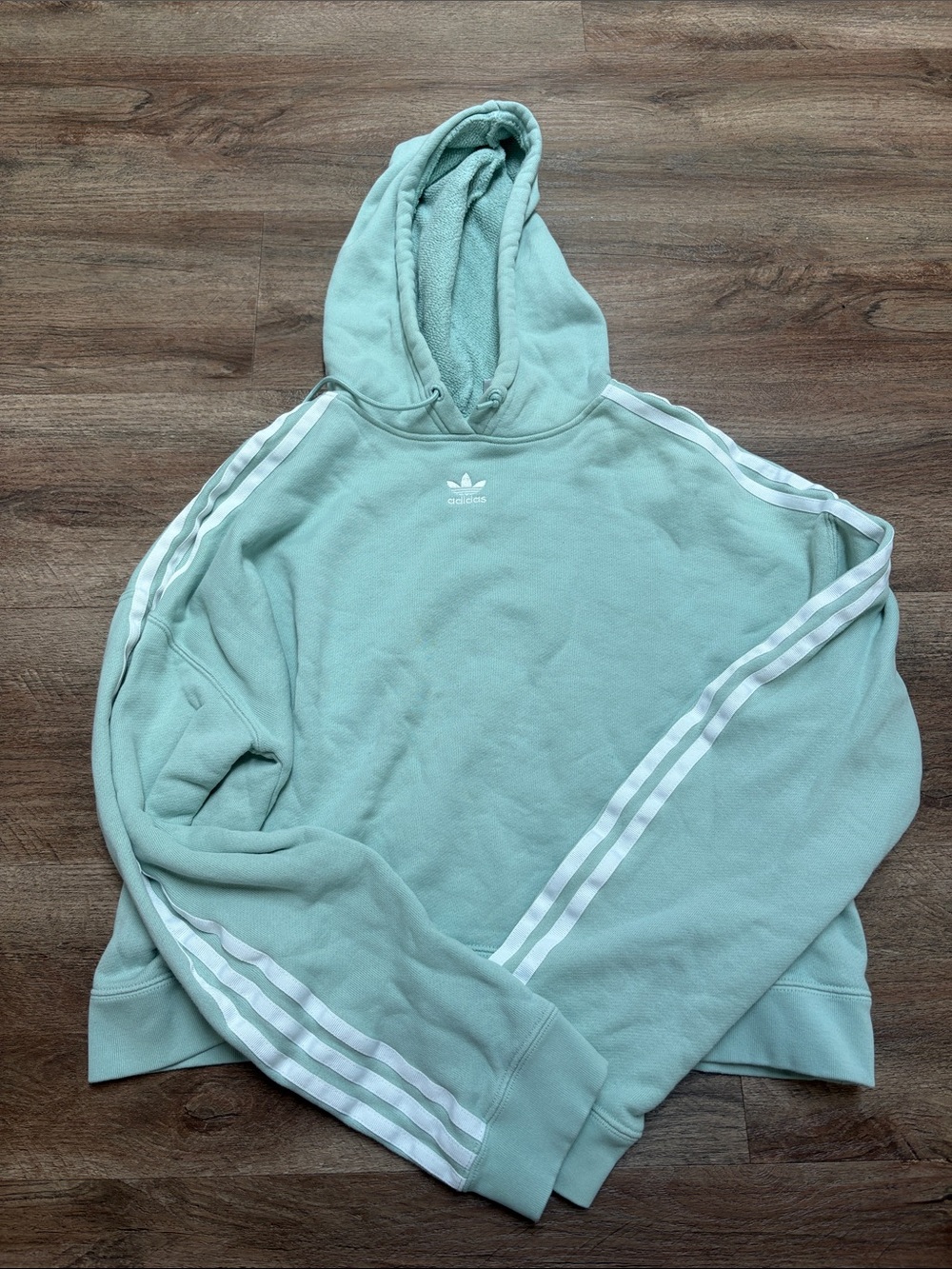 adidas Mint Green Hoodie with White Three-Stripes
